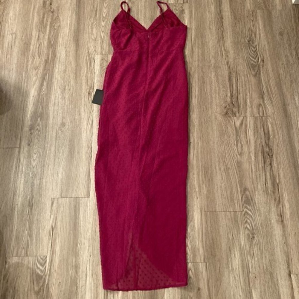 Lulu's For Us to Dance Magenta Swiss Dot Ruffled Midi Dress Size S NWT - Picture 10 of 12